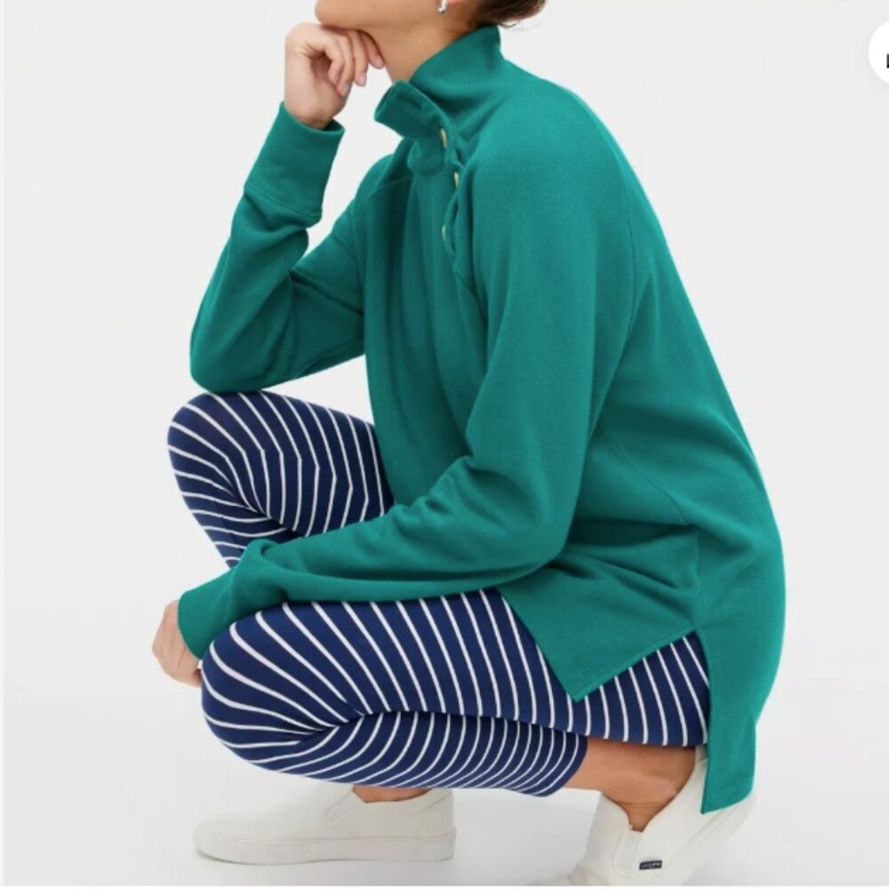 J Crew Wide button-collar tunic sweatshirt in cloudspun fleece - Picture 3 of 13